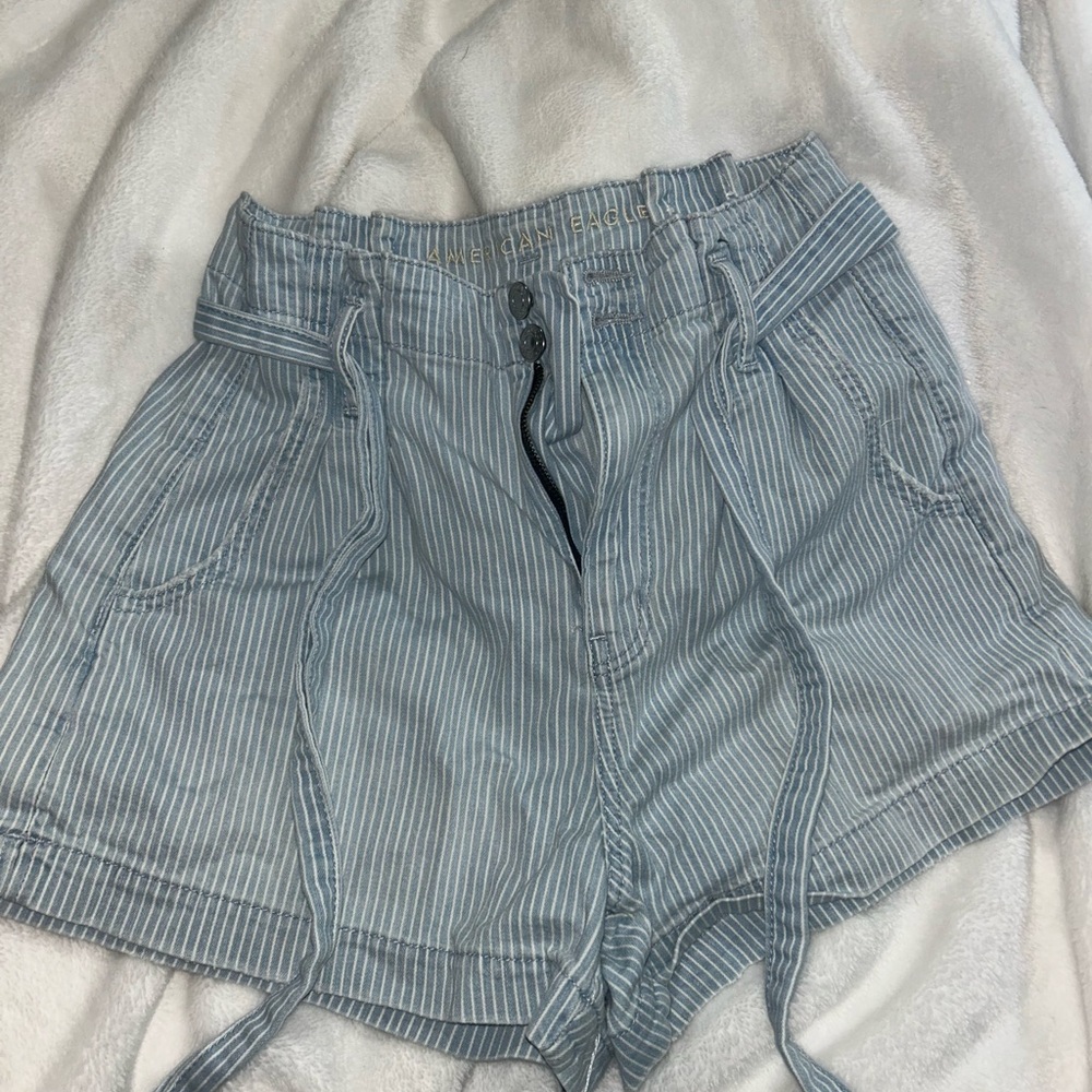 American Eagle  Striped Blue Women's Shorts